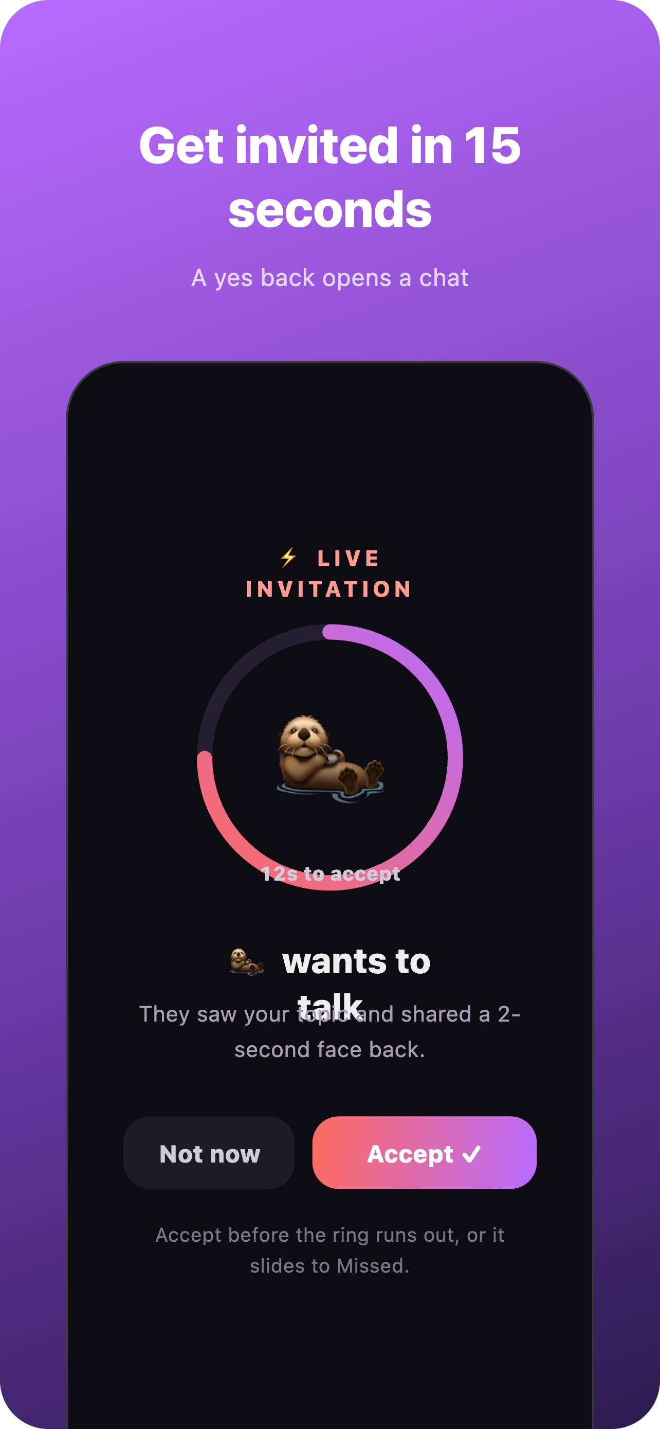 SEVN — a 15-second invite to chat