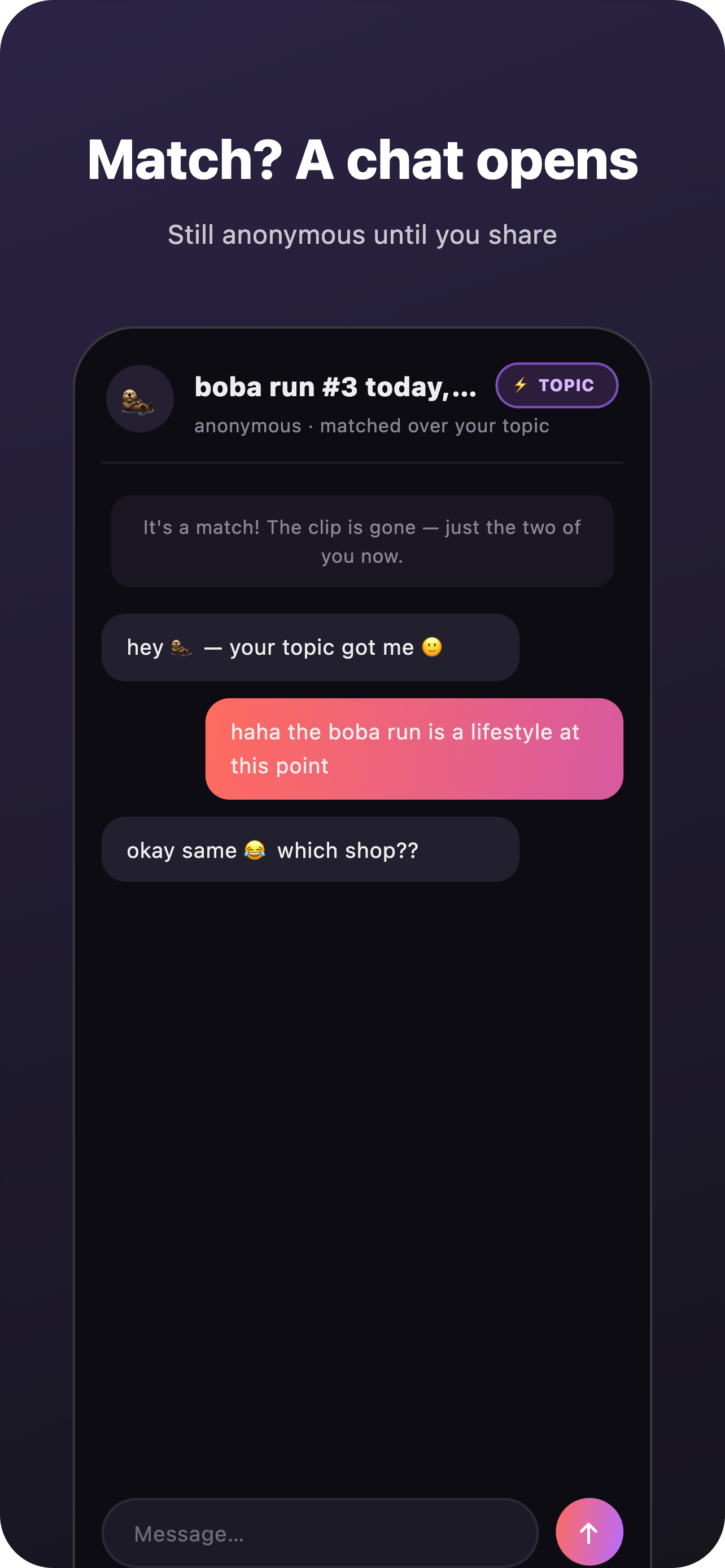 SEVN — mutual invite opens an anonymous chat